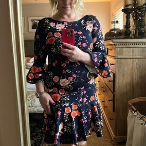 Navy floral Eliza J Nordstrom dress
